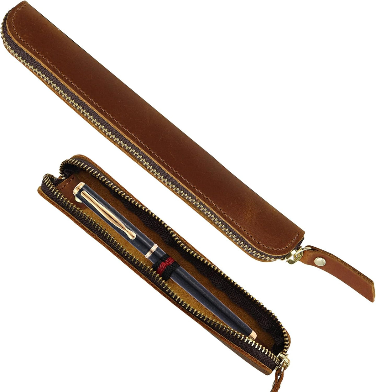 Brown Leather Pen Sleeve - view 2