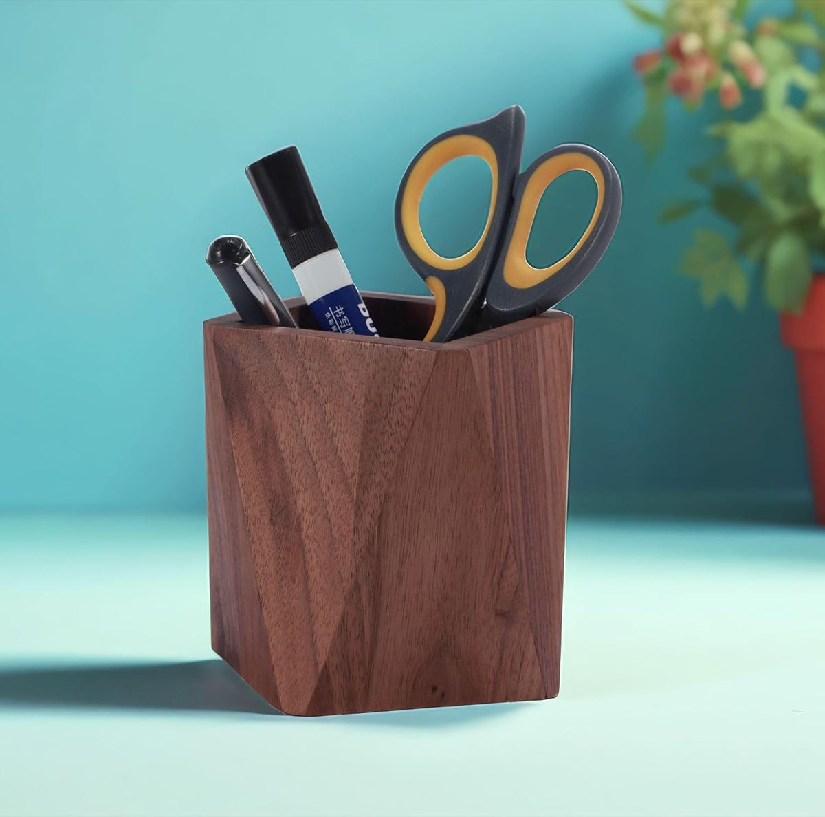 Square Walnut Pen Cup - view 1