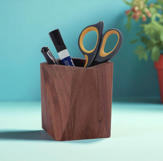 Square Walnut Pen Cup - view 1