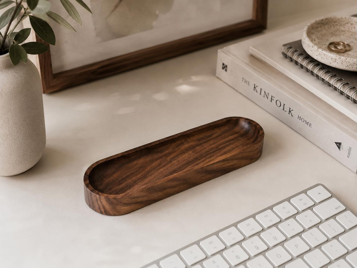 Walnut Oval Desk Tray - view 1