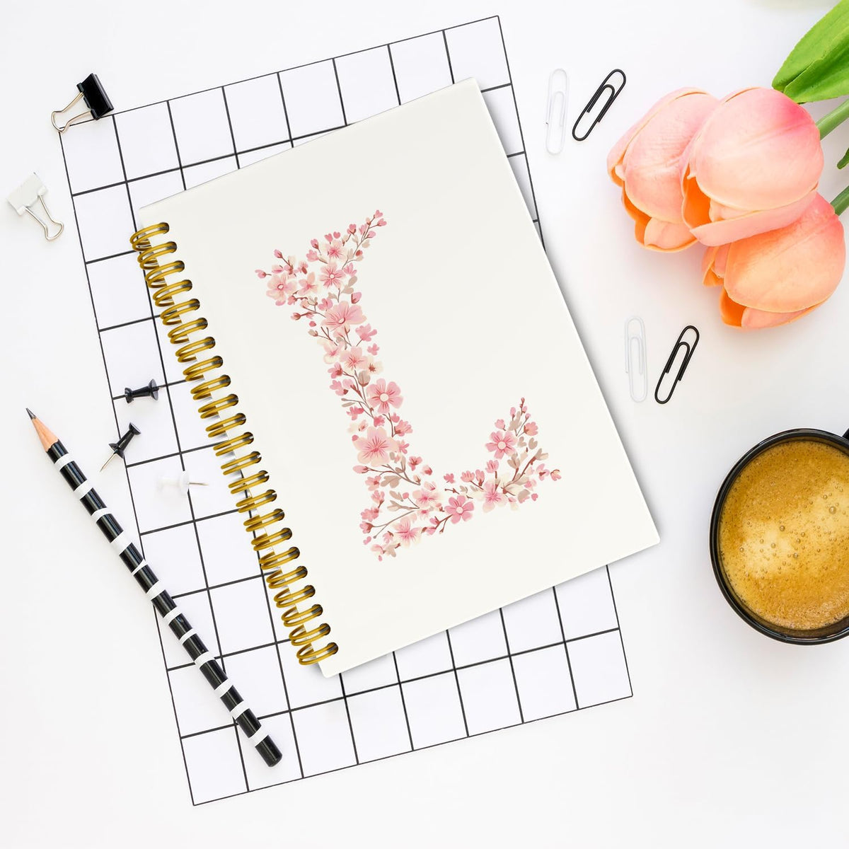 Floral Letter L Spiral Notebook - view 2