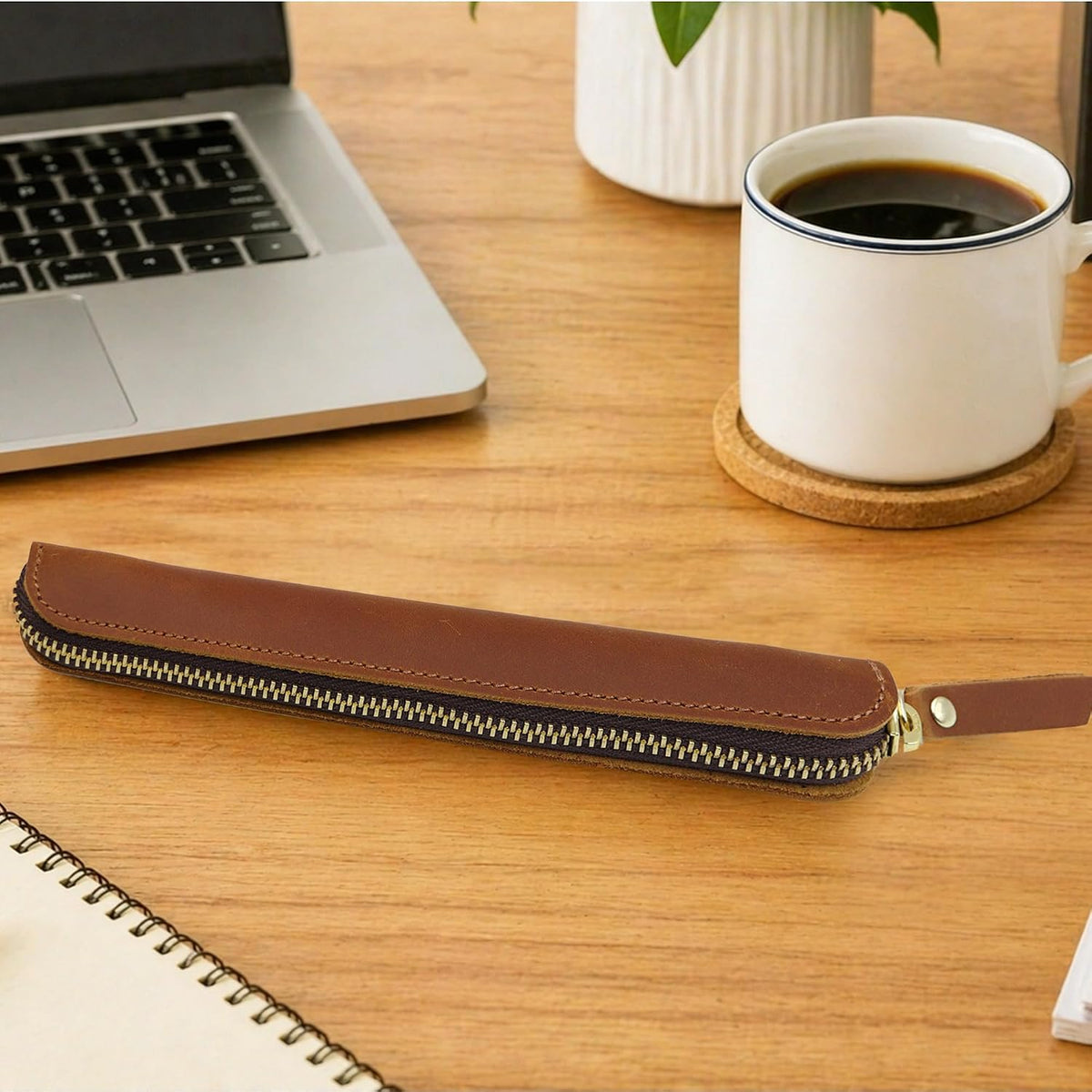 Brown Leather Pen Sleeve - view 1