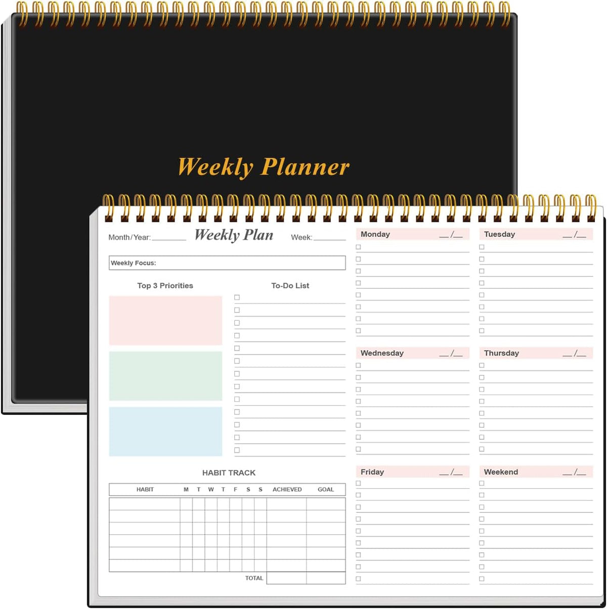 Black Standing Weekly Planner - view 1